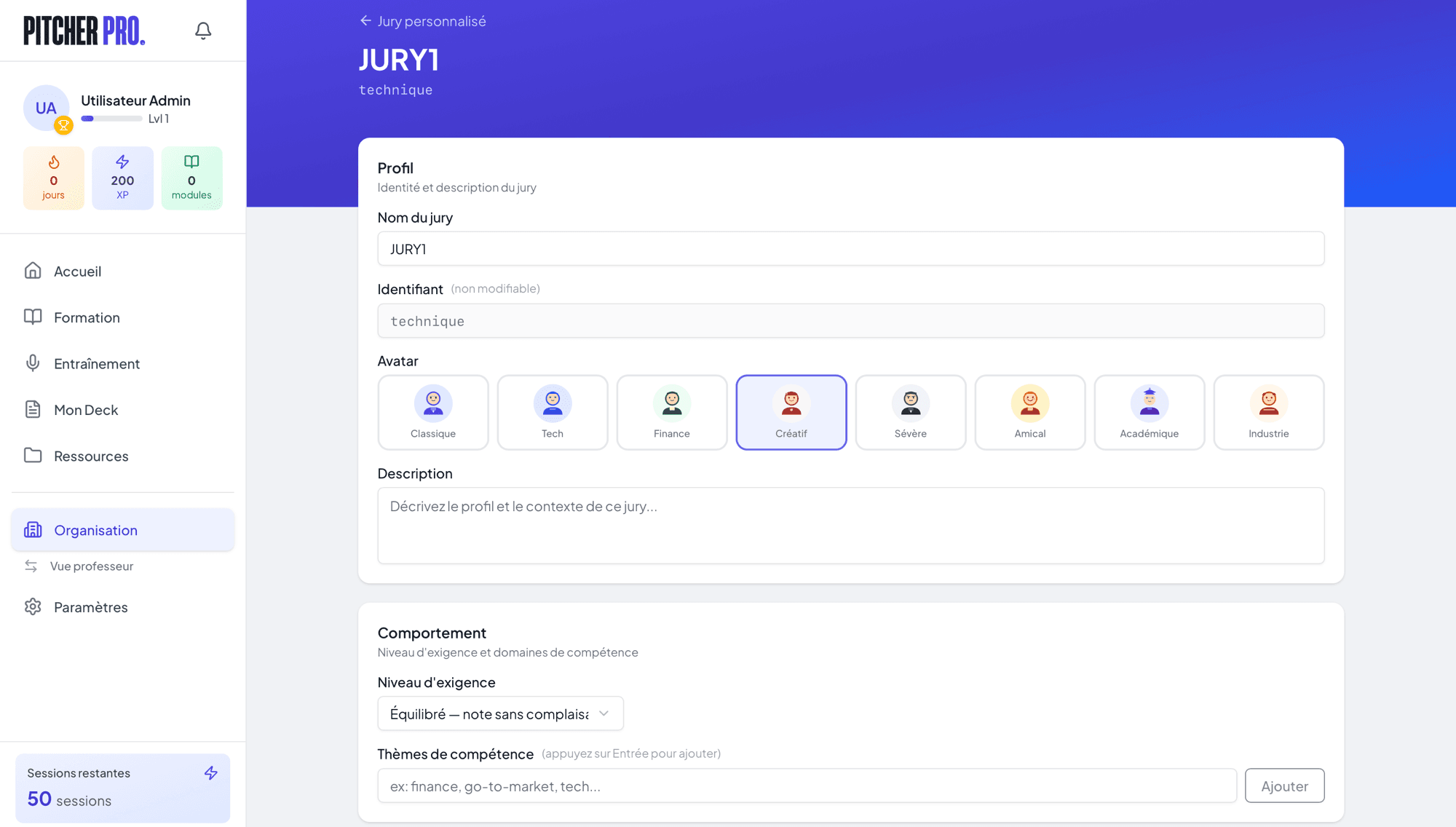 Configuration d'un jury IA personnalisé